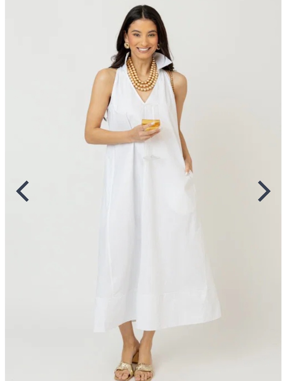 Poplin Collared Maxi, White